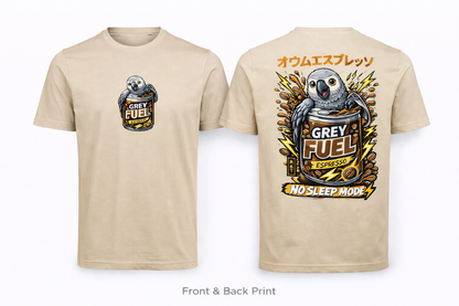 ☕🦜 Grey Fuel T-shirt – No Sleep Mode
