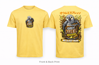 ☕🦜 Grey Fuel T-shirt – No Sleep Mode