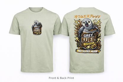 ☕🦜 Grey Fuel T-shirt – No Sleep Mode